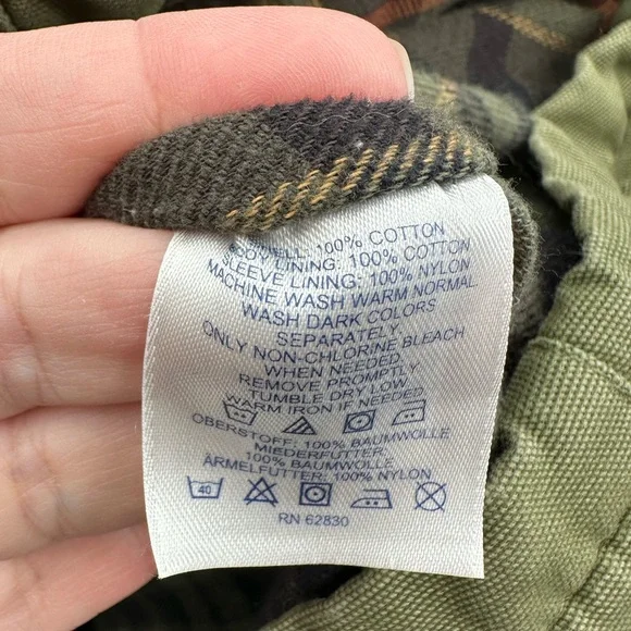 Lands' End Olive Utility Jacket with Brown Collar - Picture 11 of 15